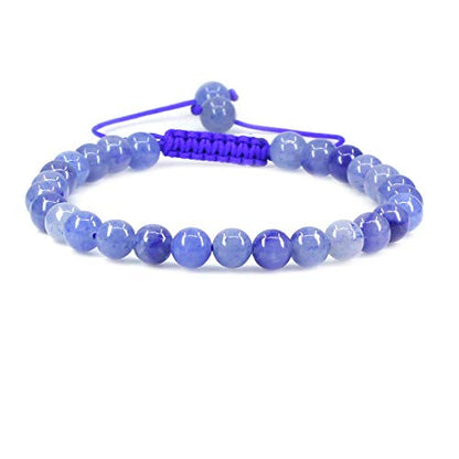 Keleny Natural Gemtone 6mm Round Beads Crystal Adjustable Braided Macrame Tassels Bracelets Unisex - color: Blue Aventurine