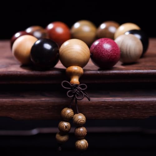 Zen Dear Unisex Natural Colorful Wood Buddhist Prayer Beads Bracelet Necklace Tibetan Mala Prayer Beads - style: 20mm 12beads