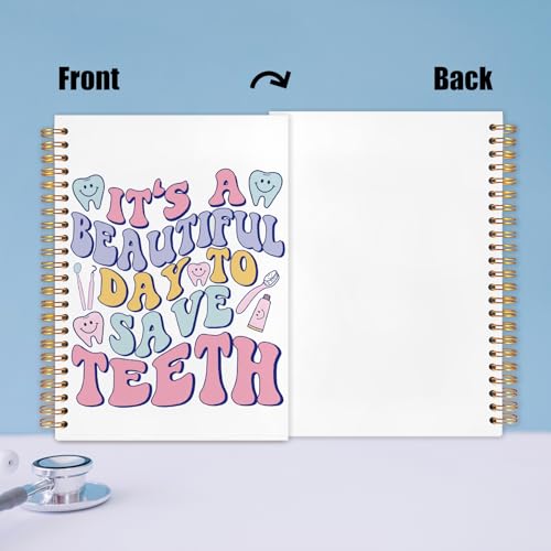 Dentist Gifts Notebook, Dental Hygienist Assistant Gifts Journal, Groovy It's A Beautiful Day To Save Teeth Spiral Notebook Journal for Note Taking, Dental Office Supplies, 5.5x8.3 Inch - color: it's a beautiful day to save teeth