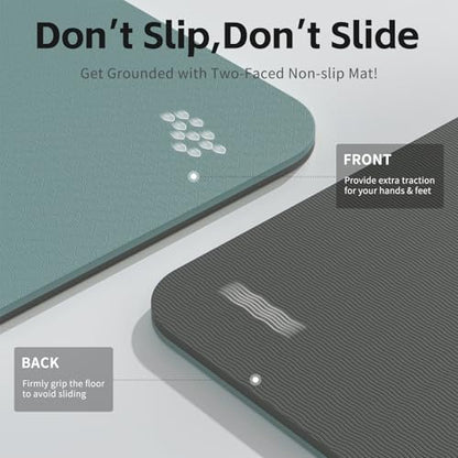 PAIDU Yoga Mat 8mm Super Thick TPE Fitness Mat | SGS Certified | Non-Slip, Odorless & Tear-Resistant | Unisex with Strap | for Yoga, Pilates, Meditation & Home Workouts - color: Deepgreen&Gray