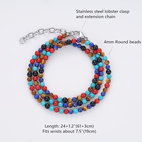 GAVU Beaded Bracelet for Men, Gemstone Necklace for Men Quality Bead Jewelry - style: L