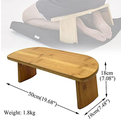 Kneeling Meditation Bench, Folding Ergonomic Yoga Sitting Stool, Bench in Solid Bamboo Wood - 50 * 19 * 18Cm