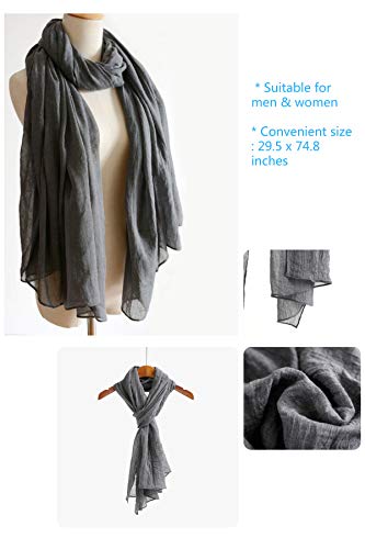 Jeelow Solid Color Scarf Wrap Shawl for Women Men – Soft Lightweight Head Scarf, All Season, Travel Beach Office Daily Wear - color: Dark Grey