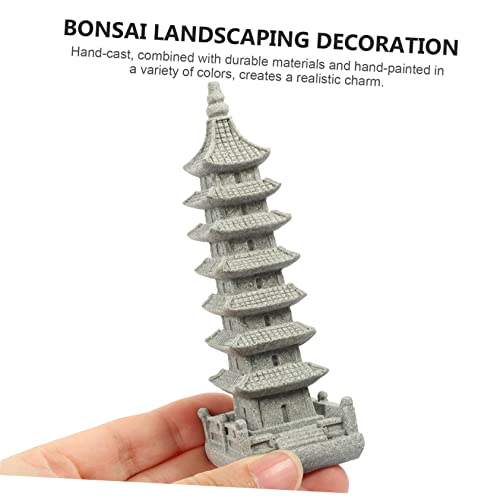 Toddmomy Zen Style Stone Pagoda Ornament for Garden Decoration Detailed Bonsai Craft Sculpture for Micro Landscape Rustic and Modern Home Accent Stone Adornment