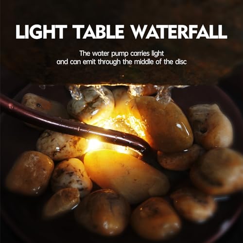 Indoor Tabletop Waterfall Moon Fountain, Home Décor Soothing Rain Sound Meditation Relaxing Fountains, Nature Slate Water Feature with Light for Room Office Desktop Decoration-13 Tall - size: Moon Fountain