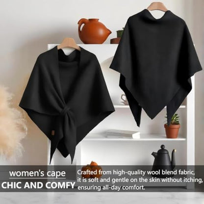 Pashmina Blend Shawl Wraps Women Knitted Shawls Wraps Cardigan Cape Cashmere Shoulder Top Sweater Shawl travel scarf - color: Black