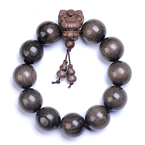 Zen Dear Unisex Burried Ebony Prayer Beads Buddha Buddhist Prayer Beads Meditation Mala Necklace Bracelet - style: 20mm12Beads Dragon Head