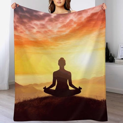 Yoga Meditation Soft Throw Blanket for Couch Lightweight Flannel Blanket for Sofa Couch Throw Bed Warm Cozy Decorative Blankets Fall Winter Decor 40"x50" - size: 40"x50"
