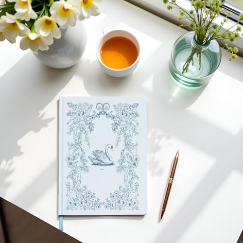 Pearhead Hardcover Journal Notebook 6x8 – Blue Swan College-Ruled Writing Journal with 200 Lined Pages for Notes, Work & Journaling (Pack of 2) - color: Blue Swan Journal 2-pack