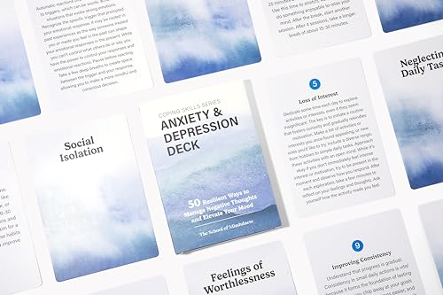 The School of Mindfulness- Mindfulness Coping Skills Series Deck, for Depression and Anxiety, Anger Management, and Cravings and Triggers (Depression and Anxiety)