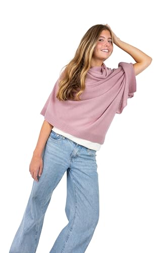 Velanio Cashmere Luxury Knitted Wrap Travel Shawl Scarf, Pashmina Stole, All-Season Scarf for Women Cashmere Wool Blend - color: Blush