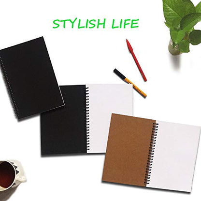 Twinkle Spiral Journal, 3Pack Spiral Notebooks, Thick Blank Paper 120 Pages Sketchbook, Notepad&Daily Planners (Khaki)