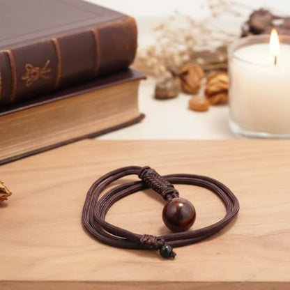 Natural Tiger Eye Stone Bead Pendant Necklace for Healing and Protection Crystal Necklace for Men and Women Adjustable - color: Red Tiger Eye