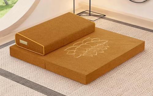 Handcrafted Meditation Mat,Portable Foldable Floor Cushion Outdoor Coconut Fibre Linen Yoga Cushion(Size:60x60cm(24x24inch),Color:earthy yellow-1) - color: earthy yellow-1, size: 60x60cm(24x24inch)