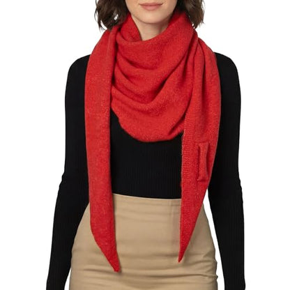 RIIQIICHY Shawl Wrap Women Pashmina Triangle Cape Knit Sweater Scarf for Fall Winter Fashion Accessory - color: Red