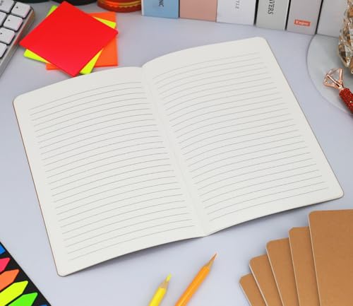 16 Pack Kraft Notebooks, 60 Pages Notebook, 8.3x5.5 Inch, A5 Notebooks for Work, Travel, Business, School & More - College Ruled Notebook - Softcover Journals for Women & Men - Lined Note Books - style: 16pack Lines pages