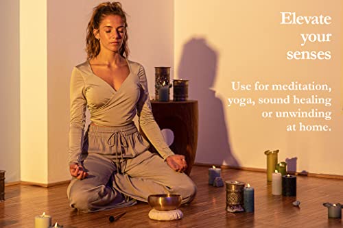 Bronze Singing Bowl with Felt Ring and Cover, Cosmos Series — MADE IN INDIA — For Meditation, Yoga and Sound Healing Therapy, 2-YEAR WARRANTY - size: 5.5", style: Single