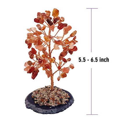 Mina Heal Crystal Gem Money Tree for Chakra Healing Feng Shui Meditation Good Luck Wealth & Prosperity - color: Agate(orange)
