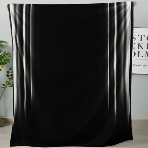 Soft Plush Bedding White and Black Fleece Blanket,Super Cozy Fluffy Plush Abstract Ombre Print Throw Blanket for Couch, Sofa, Bed 47"x59" - color: White and Black