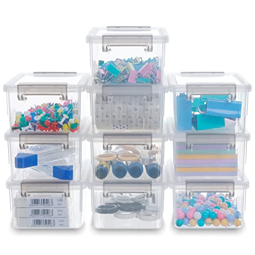 Citylife 0.53 QT 10 Packs Small Storage Bins Plastic Storage Container Stackable Box with Lids for Organizing, Clear White - color: Clear White, size: 0.53 QT(10 Pack)