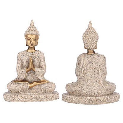 AUNMAS Buddha Statue 3Inch Small Meditation Sitting Carving Figurine Craft Statue for Home Office Desktop Decor Yoga Room Zen Garden Decoration Ornament