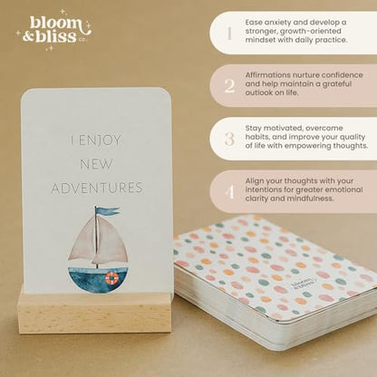 Positive Affirmation Cards for Kids and Grandkids - 50 Inspirational Cards with Display Stand - Daily Affirmations for Kindness, Mindfulness and Motivational - Oracle Cards