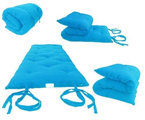 D&D Futon Furniture Traditional Japanese Floor Futon Mattresses, Foldable Cushion Mats, Yoga, Meditaion Single Size 3" Thick X 27" Wide X 80" Long (Turquoise) - color: Turquoise