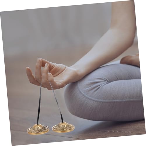 FRCOLOR Brass Cymbal Bell Tibetan Buddhism Percussion Instrument Small Handheld Yoga Meditation Bell for Relaxation and Spiritual Practice
