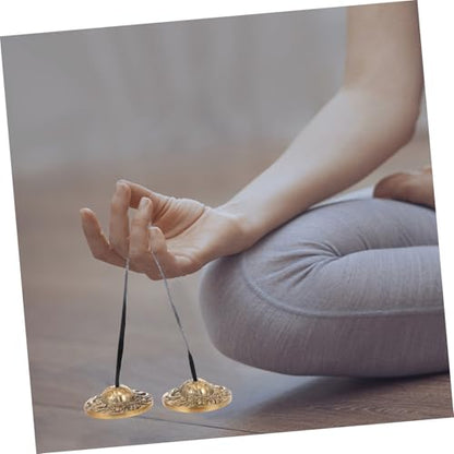 FRCOLOR Brass Cymbal Bell Tibetan Buddhism Percussion Instrument Small Handheld Yoga Meditation Bell for Relaxation and Spiritual Practice