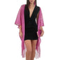 Sparkle Metallic Evening Shawls for Women formal Party Dresses Beach Travel Cardigan Shawl Wrap for Swimsuit - color: N-rose Red