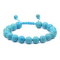 AD Beads Natural 10mm Gemstone Bracelets Healing Power Crystal Macrame Adjustable 7-9 Inch - color: Blue Turquoise
