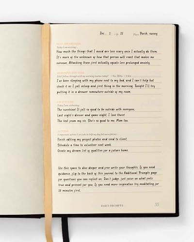 Intelligent Change Notes to Mindfulness Daily Journal for Women With Prompts to Write In, Illustrated Gratitude & Positivity, Undated Guided, Hardbound Wellness - Chelsea Kauai (Stone Black)