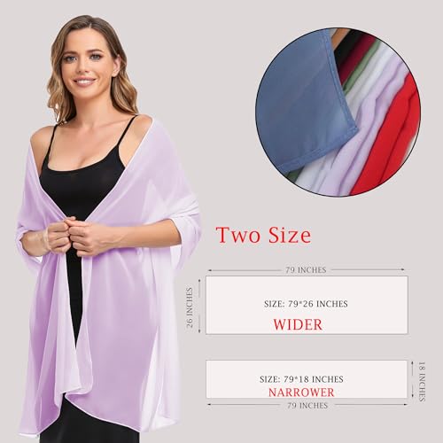 Shawls and Wraps for Evening Dresses Sheer Chiffon Women Elegant Soft Silky Wraps Wedding Bridal Scarf - color: Lavender, size: 79*26‘’