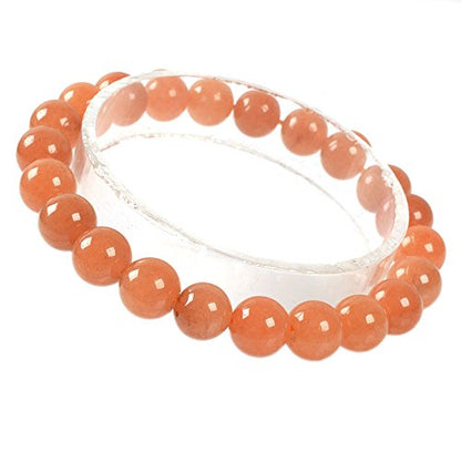 Justinstones 8mm Round Beads Stretch Bracelet 7 Inch Unisex - color: Orange Aventurine