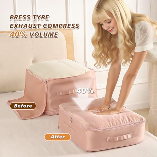 135L Large Capacity Ultra Space-Saving Self Compression Storage Bags, 3-Layer Compressible, 40% Space Saving, Closet Organizers and Storage Bags for Comforter, Blanket, Duvet, Down Jacket, 2 Pack