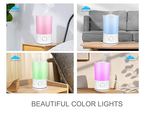 BlueHills Premium 2000 ML XL Large Essential Oil Diffuser Aromatherapy Humidifier for Large Room Home 40 Hour Run Huge Coverage Area Lights 2 Liter Extra Large Capacity Diffuser White Wood Grain E004 - color: White Wood Grain