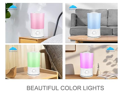 BlueHills Premium 2000 ML XL Large Essential Oil Diffuser Aromatherapy Humidifier for Large Room Home 40 Hour Run Huge Coverage Area Lights 2 Liter Extra Large Capacity Diffuser White Wood Grain E004 - color: White Wood Grain