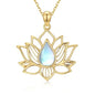 Lotus Necklaces for Women 925 Sterling Silver 7 Chakra/Yin Yang Pendant Necklace Spiritual Lotus Jewelry Birthday Yoga Gifts - style: Gold Moonstone-Lotus
