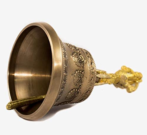 Tibetan Hand Bell,Tibetan Buddhist Meditation Bell 100% Handmade Puja Bronze Bell For Home Decoration, For Meditation, Prayer, Reiki, Wakefulness, Concentration, Healing Dorje Set (Size : 15cm)