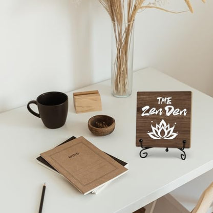 Buddha The Zen Den Quote Desk Decor, Funny Office Inspirational Gifts for Family Friends, Meditation Room Tabletop Decor, Zen Home Office Wooden Plaque Sign with Stand (J02) - style: The Zen Den