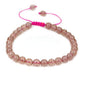 Angelstones Handmade Gemstone 6mm Round Beads Adjustable Braided Macrame Tassels Chakra Reiki Bracelets 7-9 inch Unisex - color: A Grade Strawberry Quartz