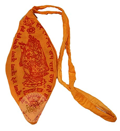 IS4A Gaumukhi Jap Mala Bag - Hare Rama Hare Krishna Design Cotton Gomukhi Japa Mala Chanting Bag for Mantra Jap & Meditation