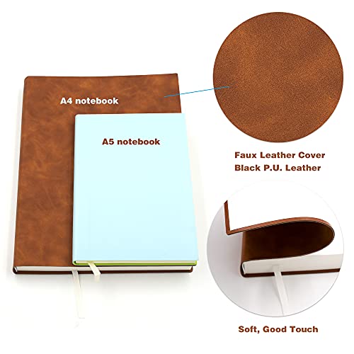 Large Thick Journal Notebook, Lined Papers, A4 8.4x11.4 inches, 416 Pages, Soft Faux Leather Cover (Brown, Ruled) - color: Brown, Ruled, 416Pages
