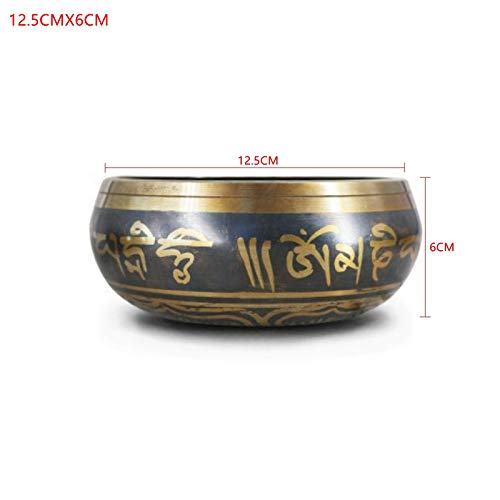 Tibetan Singing Bowl Buddhism Meditation Bell Hand Hammered Buddhist Brass Bowl (12.5CMX6CM) - size: 12.5CMX6CM