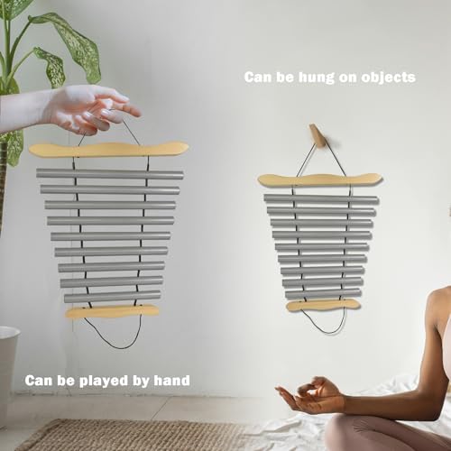 TNZMART Hanging 9 Note Sound Healing Chimes, Sound Bath Percussion Instruments for Yoga or Relaxation, Meditation Wind Chime (Silver) - color: Silver