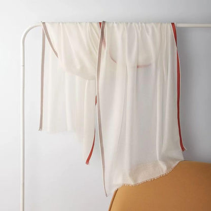 Luxury Cashmere Pashmina Style Shawl - Silk & Wool Blend Scarf, Lightweight Skin-Friendly Wrap - color: Gingham. - White