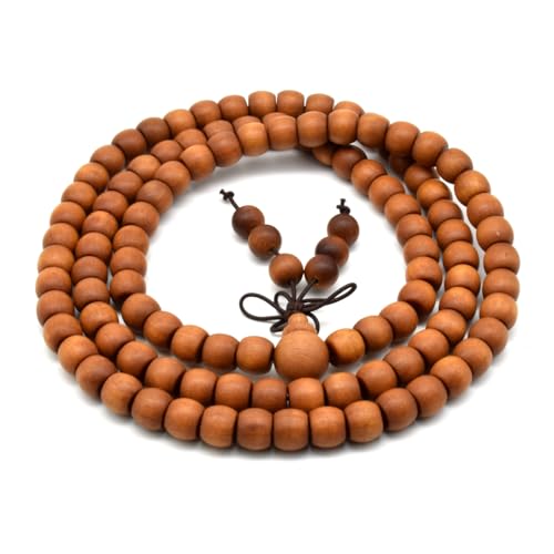 Zen Dear Unisex Teak Wood Prayer Beads Buddha Buddhist Beads Japa Mala Necklace Bracelet Bead - style: 7mm x 9mm x 108 beads