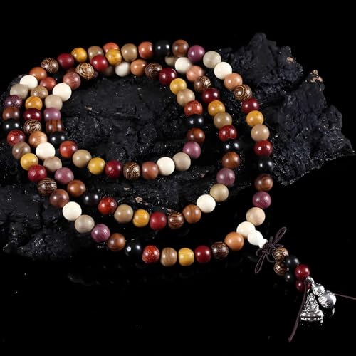 Zen Dear Unisex Natural Colorful Wood Buddhist Prayer Beads Bracelet Necklace Tibetan Mala Prayer Beads - style: 8mm 108beads