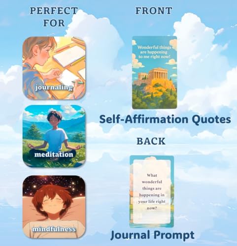 MINI ZOZI Self Affirmation Cards Anime 54PCS Ghibli Style Self Care Positive Mindfulness Gifts For Women Girls Teens Daily Anxiety Relief Meditation Yoga Journal Prompt Gratitude Motivational Affirmations Empowerment