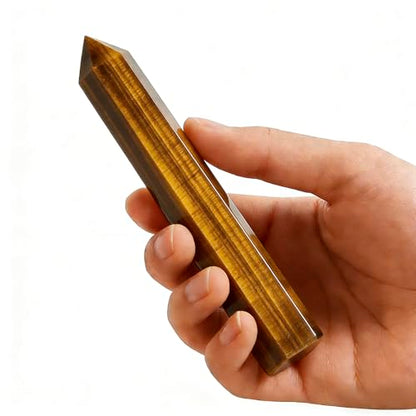 Natural Tiger Eye Stone Crystal Point Wand 5.9 Inch Reiki Healing Crystal Wand for Reiki Chakra Balancing Meditation & Spiritual Energy Therapy(5.9inch Wand Tiger Eye Stone) - color: 5.9inch Wand Tiger Eye Stone